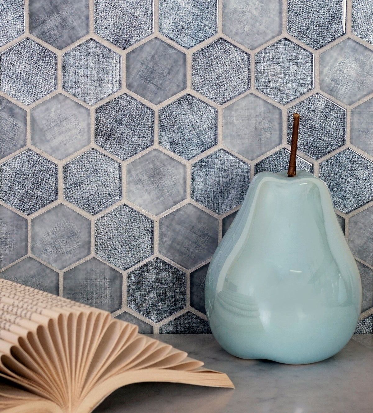 Apollo Tile (Sample) Wall Light Gray 4-in x 4-in Glossy Glass Honeycomb Patterned Wall Tile