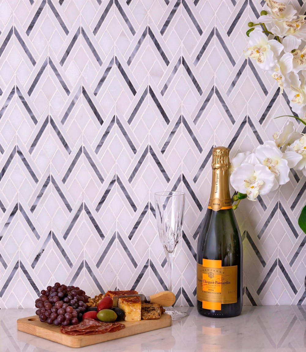 Apollo Tile Indigo White and Gray 9-in x 10-in Polished Natural Stone Marble Linear Patterned Floor and Wall Tile (2.99-sq. ft/ Carton)