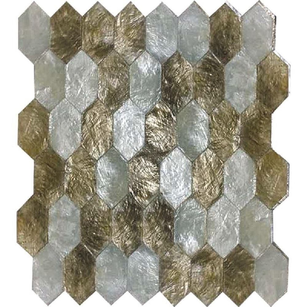 Apollo Tile (Sample) Wall White and Gold Natural Shell 4-in x 4-in Polished Marble Honeycomb Patterned Wall Tile