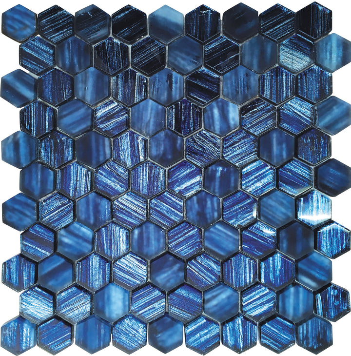 Apollo Tile Nirvana Blue 12-in x 12-in Multi-finish Glass Hexagon Patterned Floor and Wall Tile (4.43-sq. ft/ Carton)