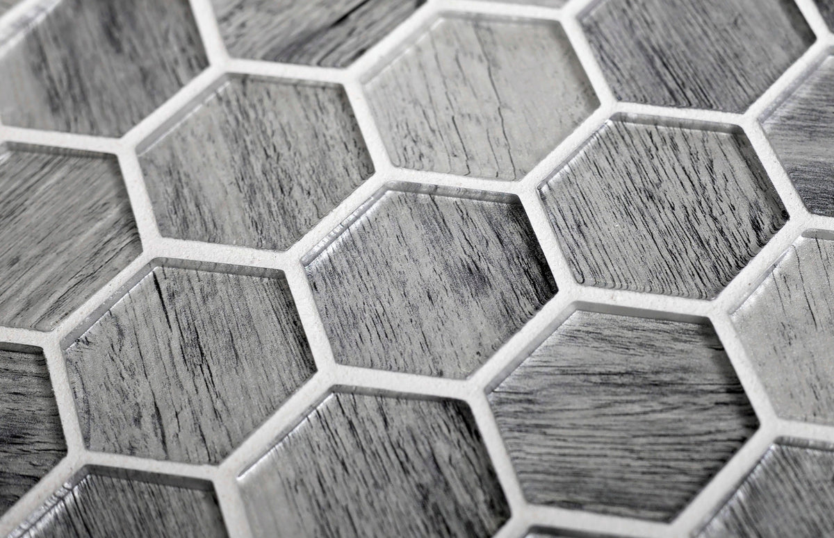 Apollo Tile (Sample) Wall Gray 4-in x 4-in Glossy Glass Honeycomb Patterned Wall Tile
