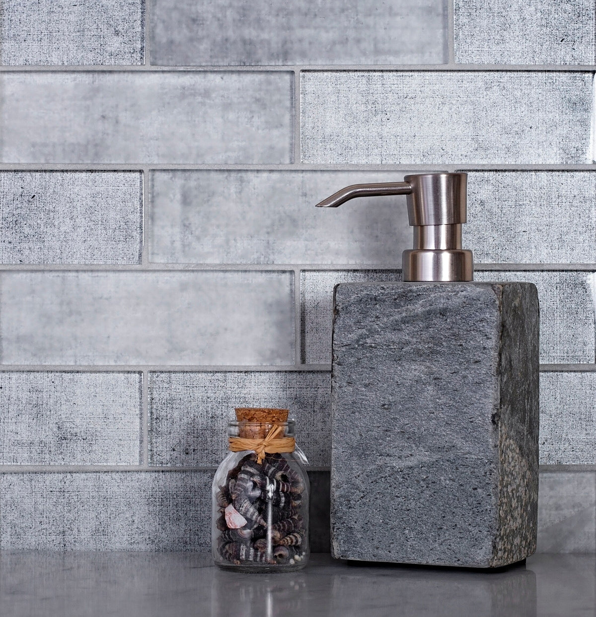 Apollo Tile (Sample) Wall Dark Gray 4-in x 4-in Glossy Glass Brick Patterned Wall Tile