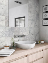 Apollo Tile (Sample) Floor and Wall Tile White and Gray 4-in x 4-in Honed Marble Subway Floor and Wall Tile