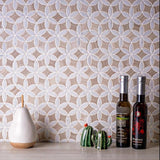 Apollo Tile (Sample) Floor and Wall Tile White and Beige 4-in x 4-in Polished Marble Pinwheel Patterned Floor and Wall Tile
