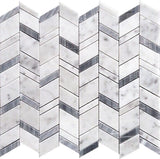 Apollo Tile Indigo Gray and White 11-in x 13-in Polished Natural Stone Marble Herringbone Patterned Floor and Wall Tile (4.95-sq. ft/ Carton)