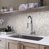 Apollo Tile (Sample) Wall White Natural Shell 4-in x 4-in Polished Marble Penny Round Patterned Wall Tile