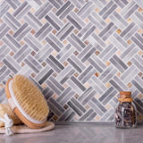 Apollo Tile (Sample) Floor and Wall Tile Gray 4-in x 4-in Polished Marble Basketweave Patterned Floor and Wall Tile
