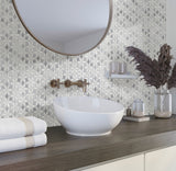 Apollo Tile Indigo Gray and White 12-in x 15-in Polished Natural Stone Marble Pinwheel Patterned Floor and Wall Tile (6.18-sq. ft/ Carton)