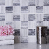 Apollo Tile (Sample) Floor and Wall Tile Gray and White 4-in x 4-in Polished Marble Linear Patterned Floor and Wall Tile