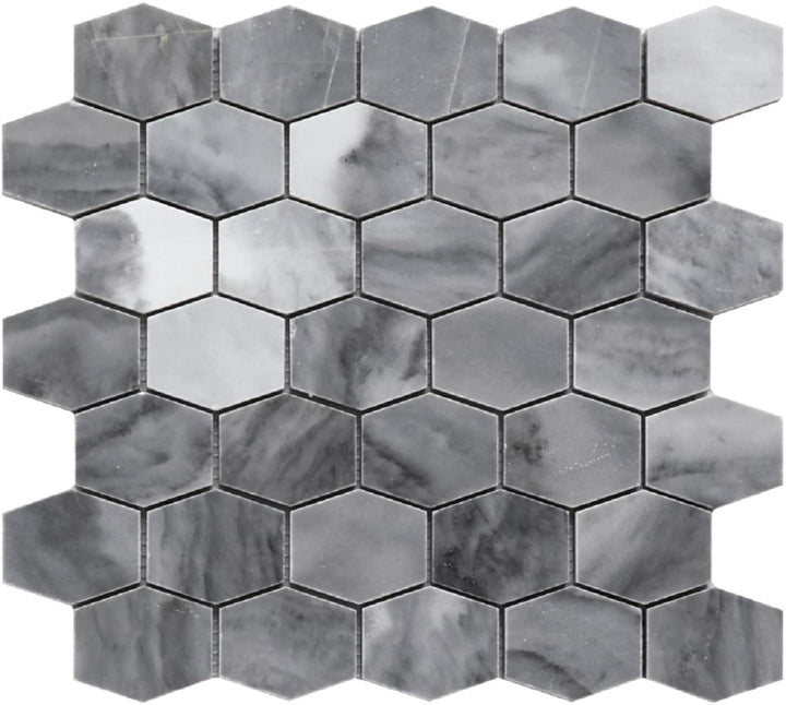 Apollo Tile Indigo Gray 12-in x 12-in Polished Natural Stone Marble Hexagon Patterned Floor and Wall Tile (4.88-sq. ft/ Carton)