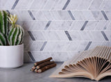 Apollo Tile Indigo Gray and White 11-in x 13-in Polished Natural Stone Marble Herringbone Patterned Floor and Wall Tile (4.95-sq. ft/ Carton)