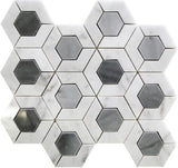 Apollo Tile (Sample) Floor and Wall Tile Gray and White 4-in x 4-in Polished Marble Honeycomb Patterned Floor and Wall Tile