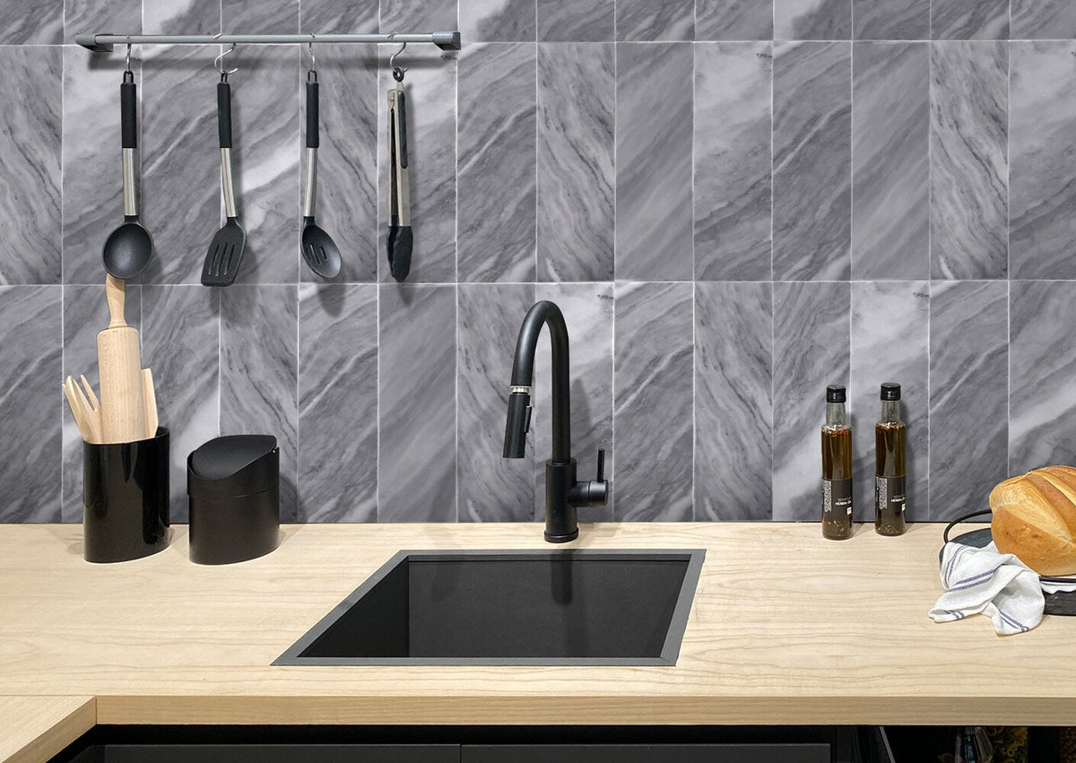 Apollo Tile Grandis Gray 4-in x 12-in Polished Natural Stone Marble Subway Floor and Wall Tile (5-sq. ft/ Carton)