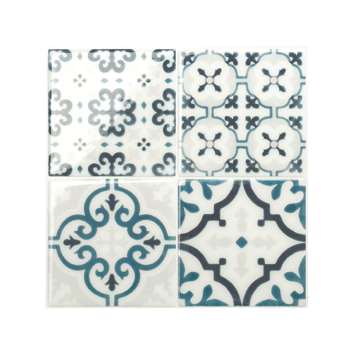 Smart Tiles Vintage Marino Multicolored 9-in x 9-in Glossy Resin Patterned Multi-shaped Peel and stick Wall Tile product image