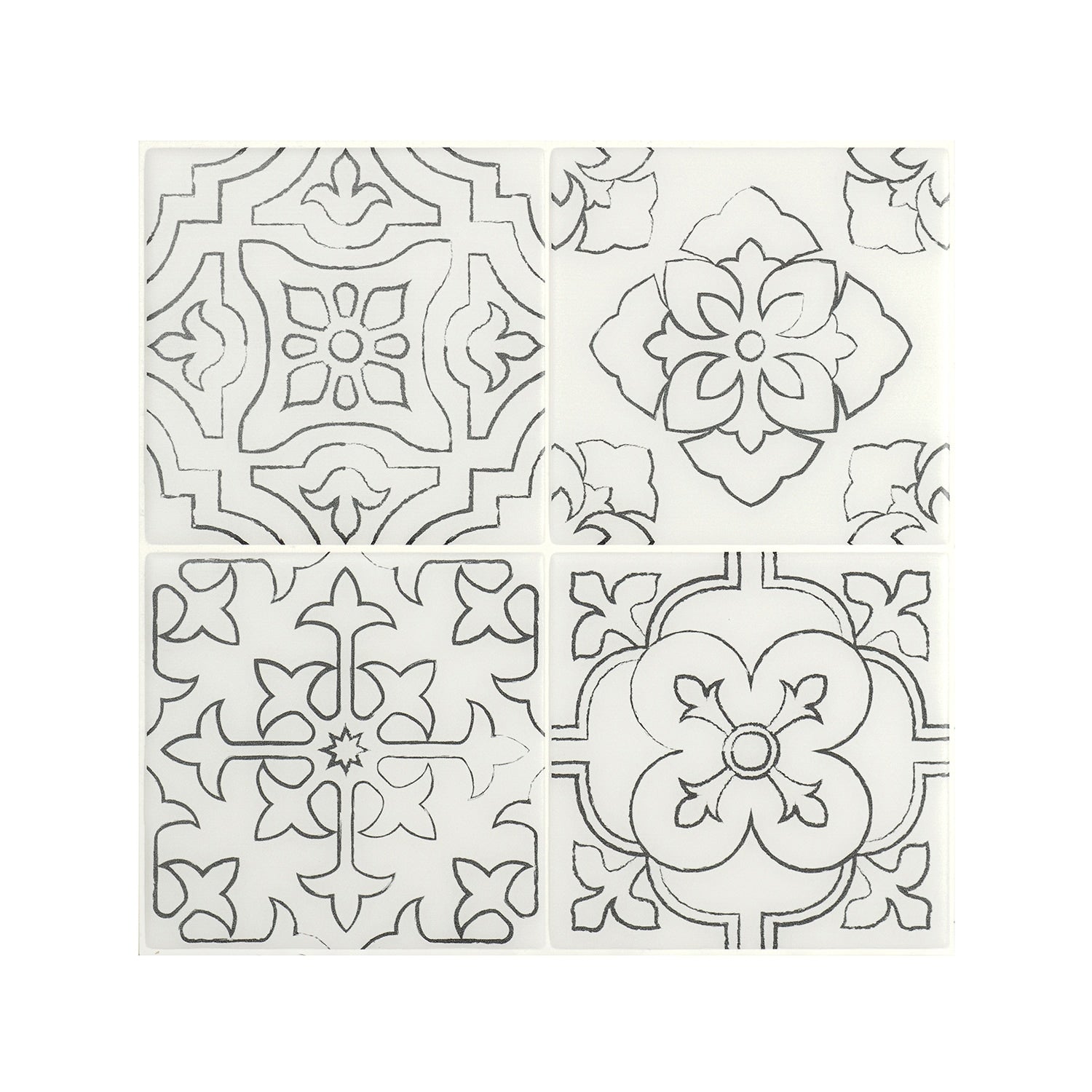 Smart Tiles Vintage Giotto Black and White 9-in x 9-in Matte Resin Patterned Multi-shaped Peel and stick Wall Tile product image