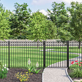 Freedom Hampshire 5-ft H x 4-ft W Black Aluminum Spaced Picket Flat-top Decorative Fence Gate