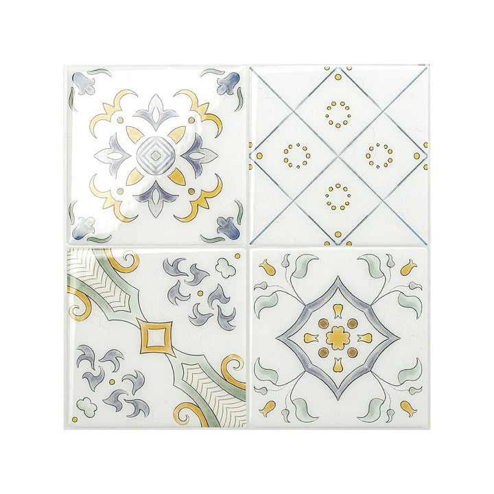 Smart Tiles Vintage Velletri Multicolored 9-in x 9-in Glossy Resin Patterned Multi-shaped Peel and stick Wall Tile product image