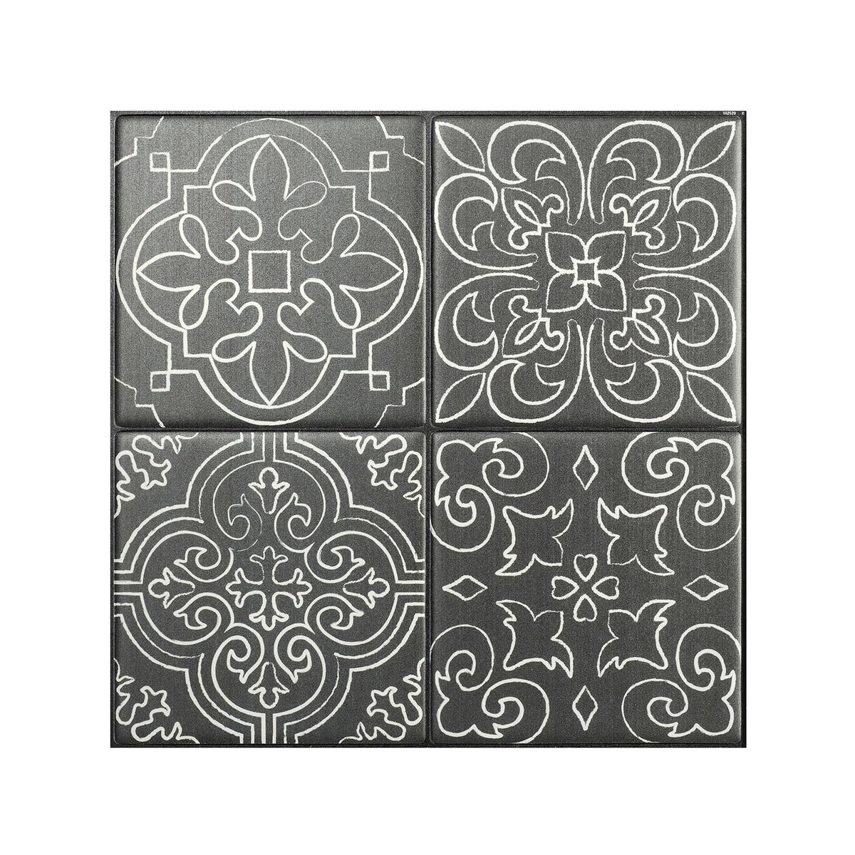 Smart Tiles Vintage Vinci Black 9-in x 9-in Matte Resin Patterned Multi-shaped Peel and stick Wall Tile product image