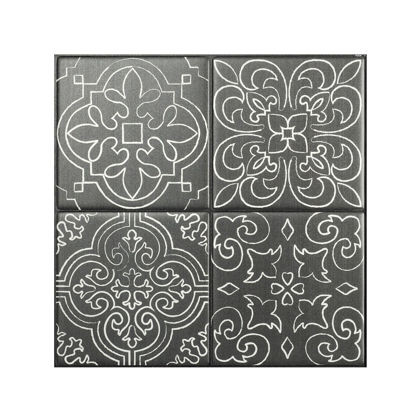 Smart Tiles Vintage Vinci Black 9-in x 9-in Matte Resin Patterned Multi-shaped Peel and stick Wall Tile product image