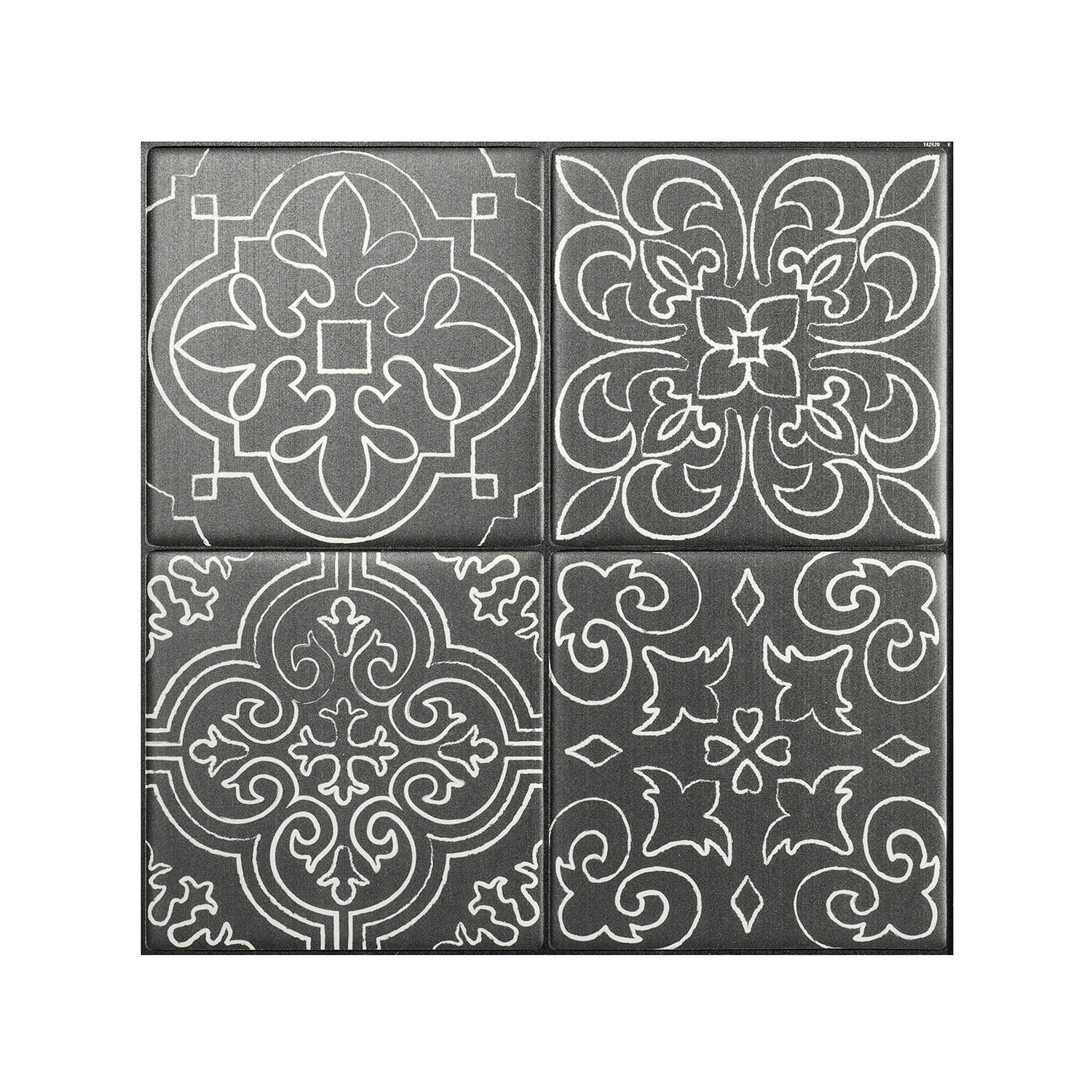 Smart Tiles Vintage Vinci Black 9-in x 9-in Matte Resin Patterned Multi-shaped Peel and stick Wall Tile product image