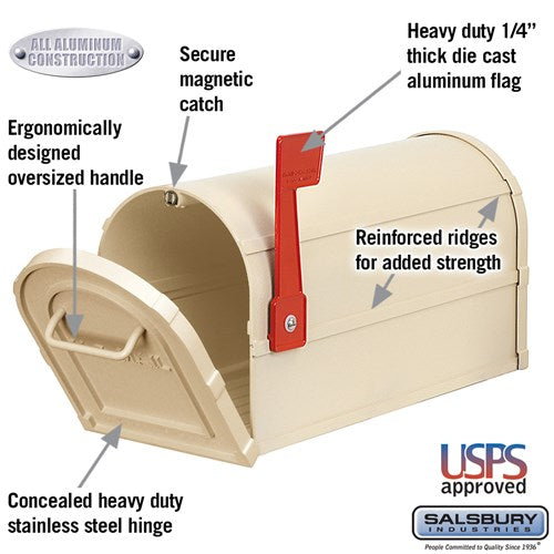 Heavy Duty Rural Mailbox in Sandstone