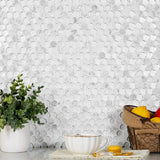 Apollo Tile White 12-in x 12-in Polished Glass; Stone Marble Penny Round Stone Look Floor and Wall Tile (4.83-sq. ft/ Carton)