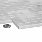 Apollo Tile White 11-in x 12-in Polished Natural Stone Marble Herringbone Patterned Floor and Wall Tile (5.28-sq. ft/ Carton)