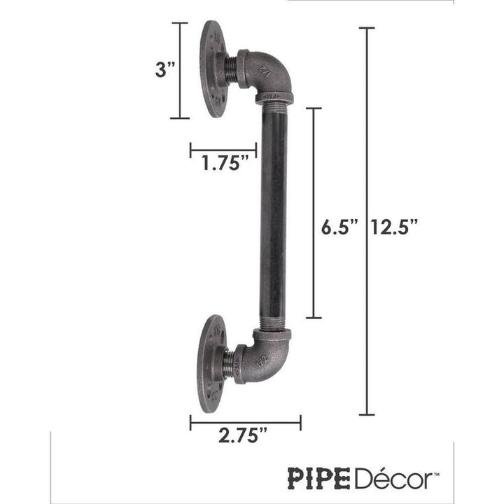 1/2 in. x 12.5 in. L Black Pipe Barn Door Handle Kit