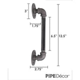 1/2 in. x 12.5 in. L Black Pipe Barn Door Handle Kit