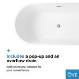 Lyra 66.5 in. Acrylic Double Slipper Flatbottom Non-Whirlpool Bathtub in White - Super Arbor