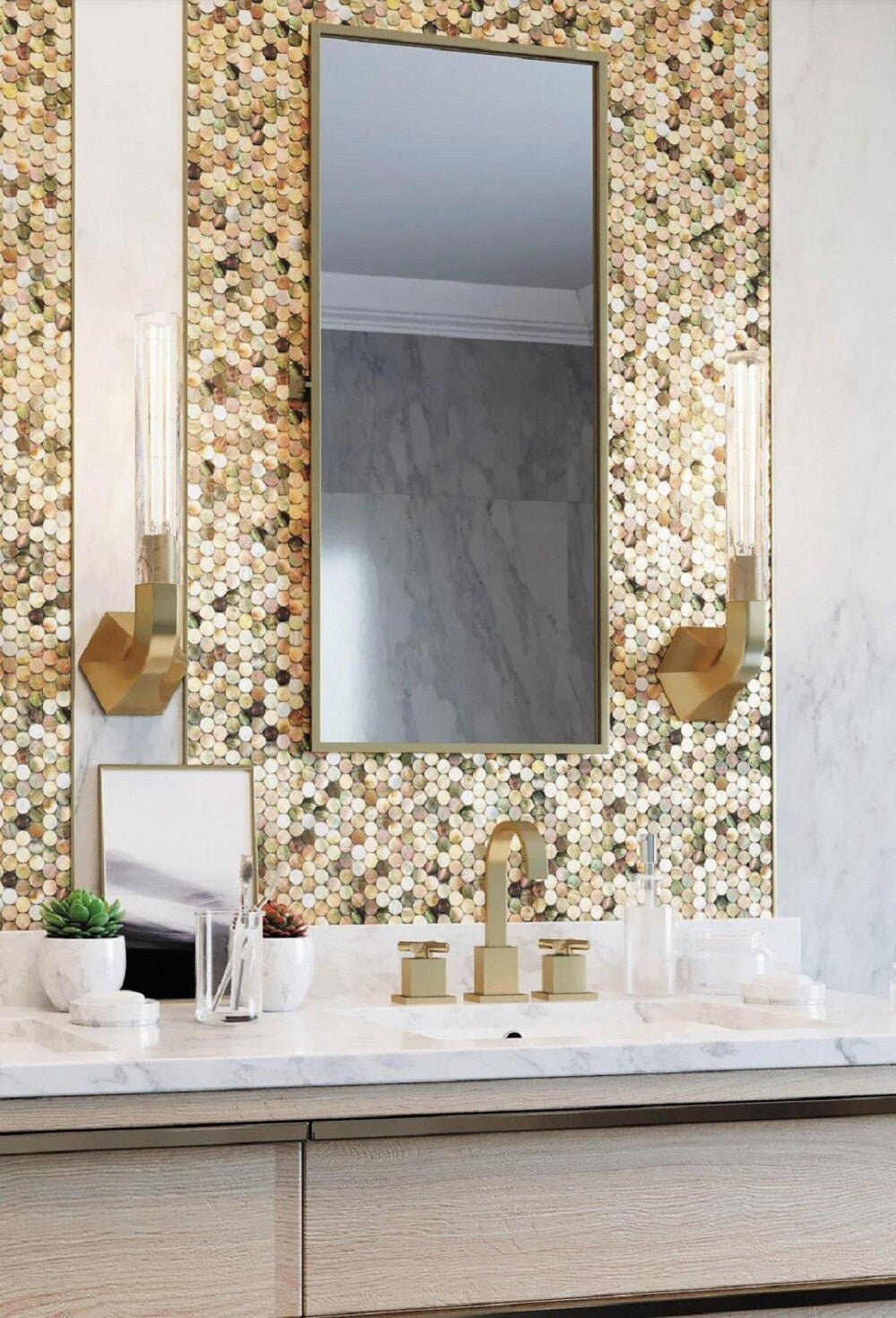 Apollo Tile (Sample) Wall Tile Beige and Brown 4-in x 4-in Polished Marble Wall Tile