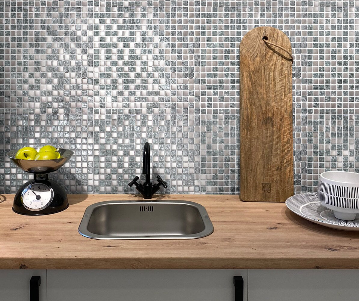 Apollo Tile Elaina Flint Gray 12-in x 12-in Glossy Glass Uniform Squares Floor and Wall Tile (4.75-sq. ft/ Carton)