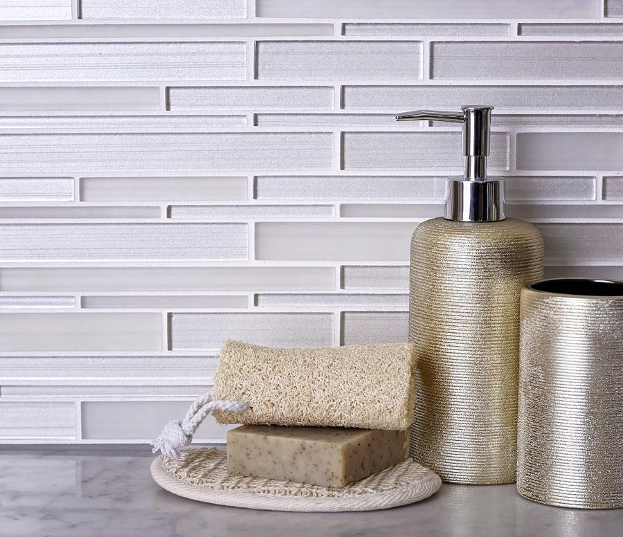 Apollo Tile Glacier White 12-in x 12-in Honed Glass Linear Patterned Floor and Wall Tile (5-sq. ft/ Carton)