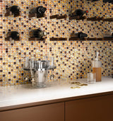 Apollo Tile (Sample) Wall Tile Mini Square Gold and Brown 4-in x 4-in Glossy Glass/Metal/Stone Marble Wall Tile