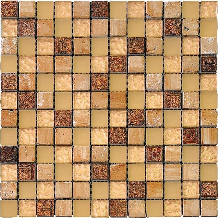Apollo Tile Phoenix Beige 12-in x 12-in Glossy Glass, Stone Marble Uniform Squares Wall Tile (4.75-sq. ft/ Carton)