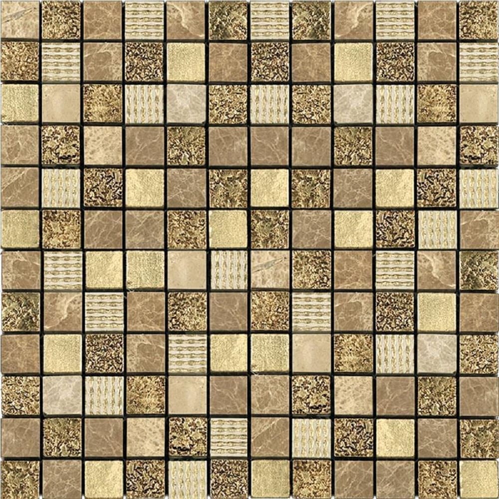 Apollo Tile (Sample) Wall Tile Square Chip Beige, Brown and Gold Beige 4-in x 4-in Polished Glass/Metal/Stone Marble Wall Tile