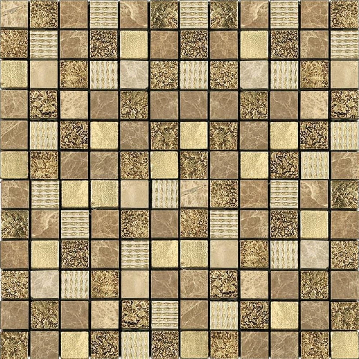 Apollo Tile (Sample) Wall Tile Square Chip Beige, Brown and Gold Beige 4-in x 4-in Polished Glass/Metal/Stone Marble Wall Tile
