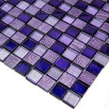 Apollo Tile Phoenix Purple and Blue Mini Squares 12-in x 12-in Polished Glass, Stone Marble Uniform Squares Wall Tile (4.83-sq. ft/ Carton)