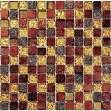 Apollo Tile (Sample) Wall Tile Mini Square Brown and Gold 4-in x 4-in Glossy Glass/Metal/Stone Marble Wall Tile