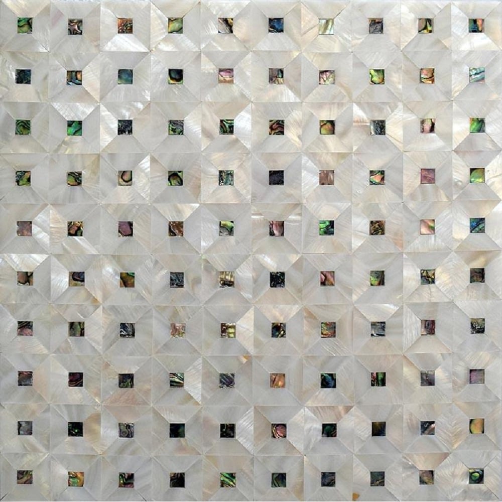 Apollo Tile Sea Kiss White 12-in x 12-in Polished Natural Shell Uniform Diamonds Wall Tile (20.33-sq. ft/ Carton)