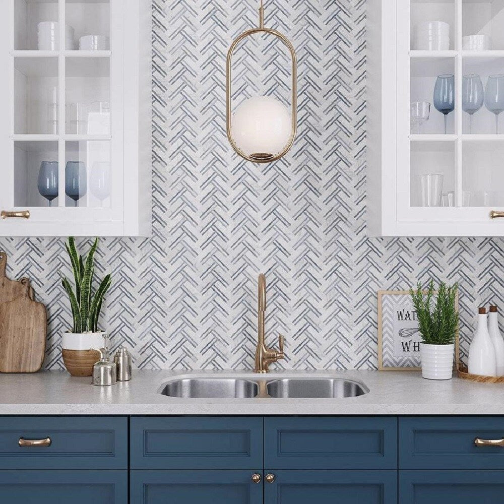 Apollo Tile (Sample) Floor and Wall Tile Blue 4-in x 4-in Polished Marble Floor and Wall Tile