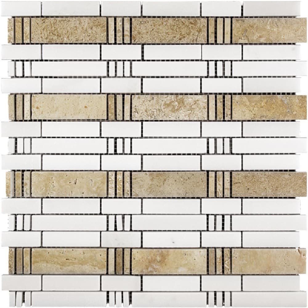 Apollo Tile Heritage White 12-in x 12-in Polished Natural Stone Marble Linear Floor and Wall Tile (5-sq. ft/ Carton)