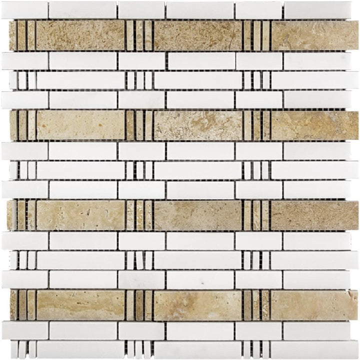 Apollo Tile Heritage White 12-in x 12-in Polished Natural Stone Marble Linear Floor and Wall Tile (5-sq. ft/ Carton)