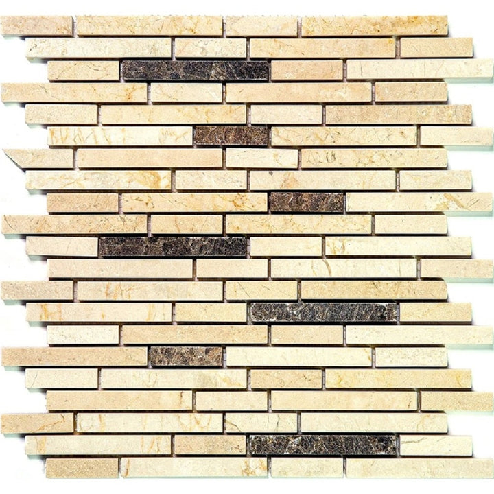 Apollo Tile (Sample) Floor and Wall Tile Crema Marfil, Emperador Dark 4-in x 4-in Polished Marble Floor and Wall Tile