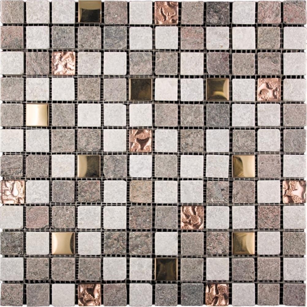 Apollo Tile Gold 12-in x 12-in Polished Glass; Metal; Stone Marble Uniform Squares Wall Tile (5-sq. ft/ Carton)