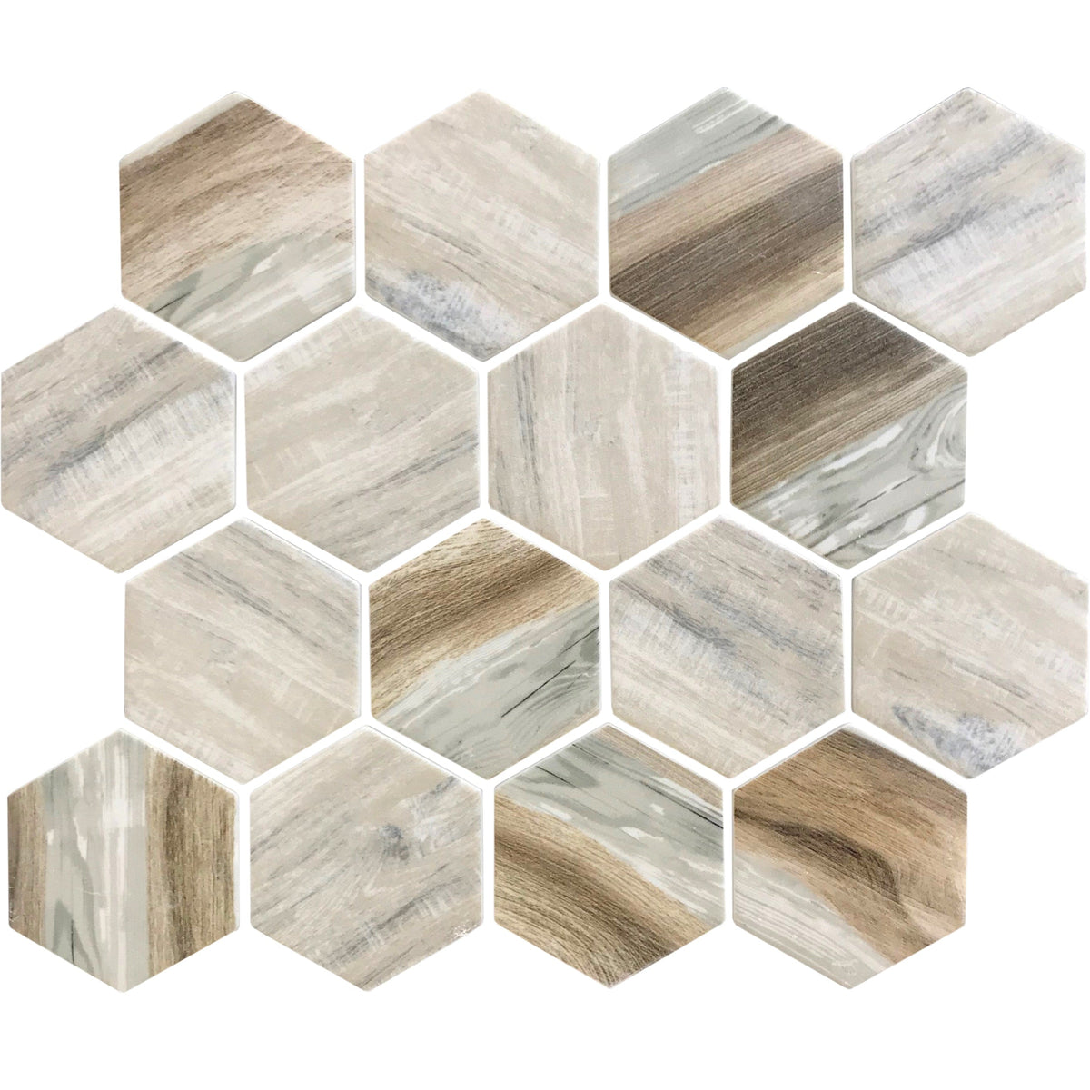 Apollo Tile Aloha Beige 12-in x 12-in Matte Glass Hexagon Floor and Wall Tile (8.29-sq. ft/ Carton)