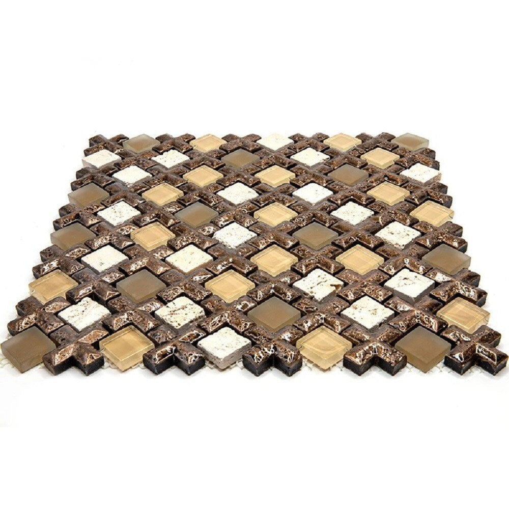 Apollo Tile (Sample) Wall Tile Beige 4-in x 4-in Polished Glass/Metal/Stone Marble Wall Tile