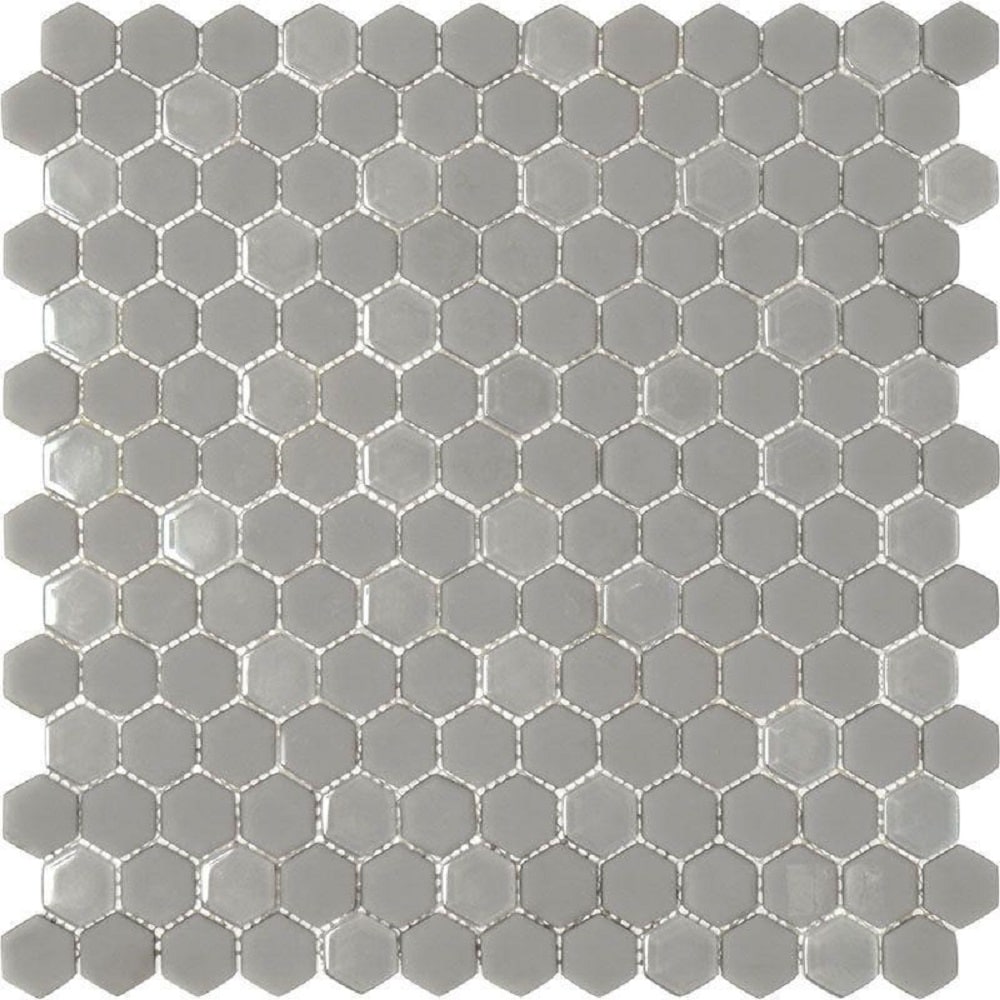 Apollo Tile Alabaster Gray 12-in x 12-in Multi-finish Recycled Glass Hexagon Patterned Floor and Wall Tile (4.92-sq. ft/ Carton)