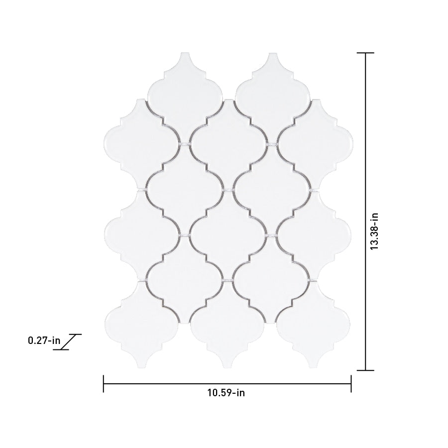Satori Hudson Brilliant White 11-in x 13-in Glossy Porcelain Arabesque Mosaic Wall Tile (0.98-sq. ft/ Piece)
