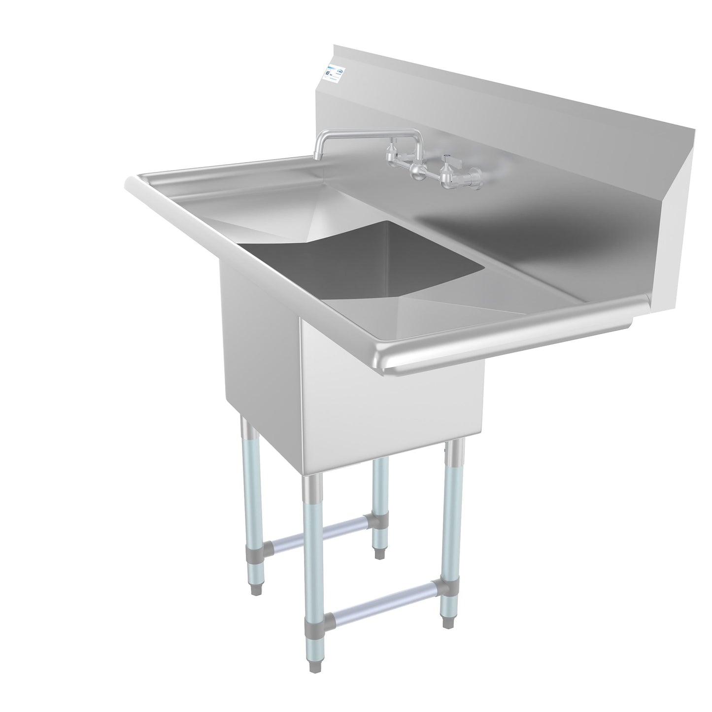 KoolMore Stainless Steel Freestanding Utility Tub with Drain and Faucet